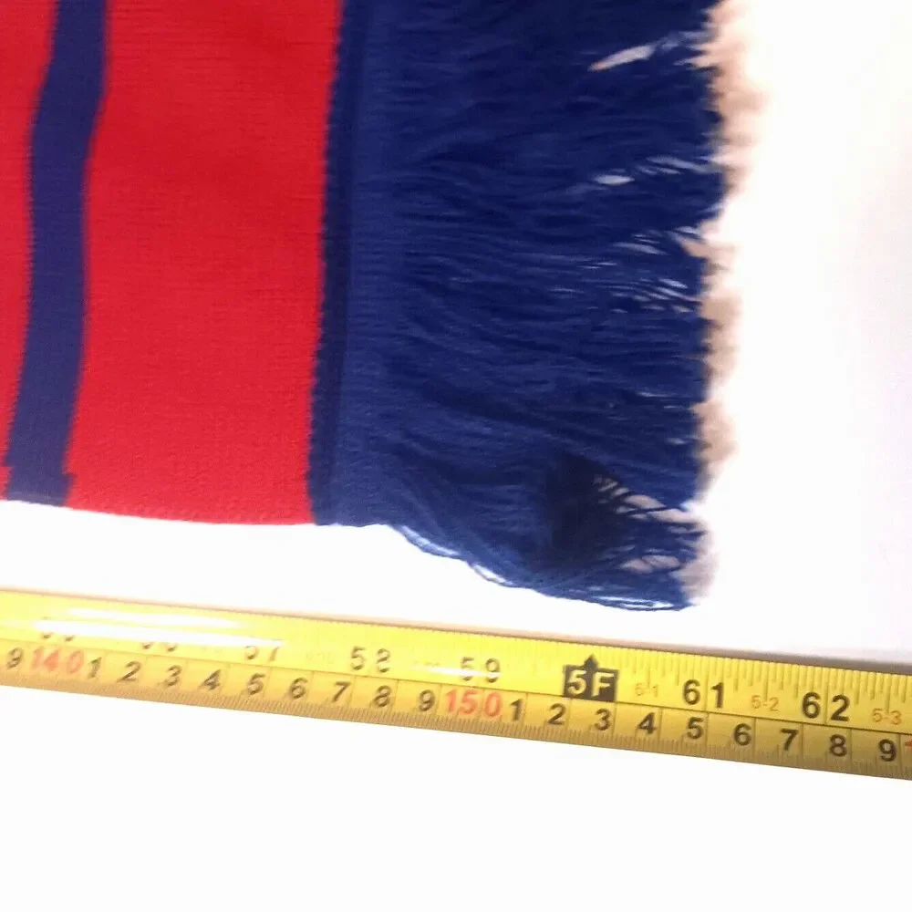 USA Kniit Scarf Blue Red White Stripe Stars Fringe 60